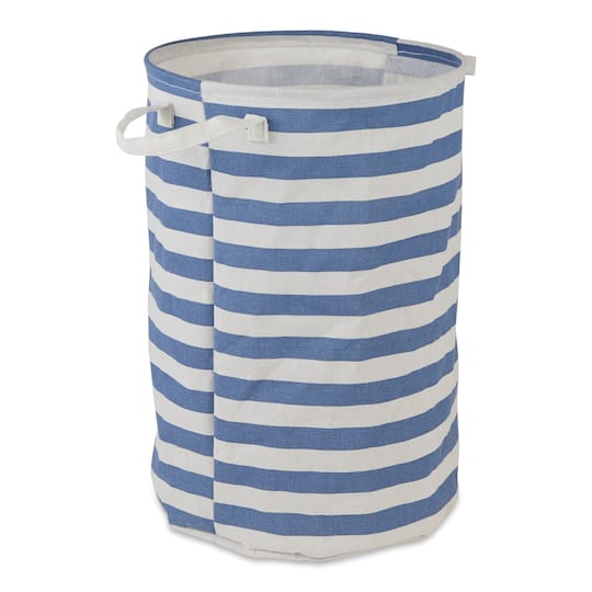 DII&#xAE; Round Stripes PE-Coated Cotton Polyester Laundry Hamper